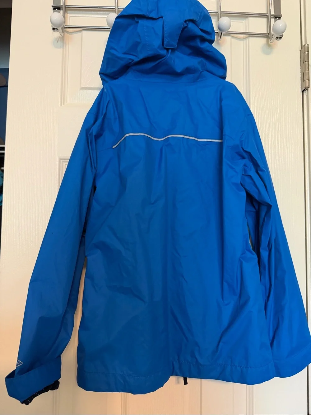 Columbia Boys Blue Hooded Rain Jacket Mesh Lined Size S 8